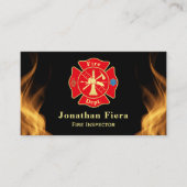 Vurige achtergrond met Fire Dept Brandweerman Embl Visitekaartje (Voorkant)