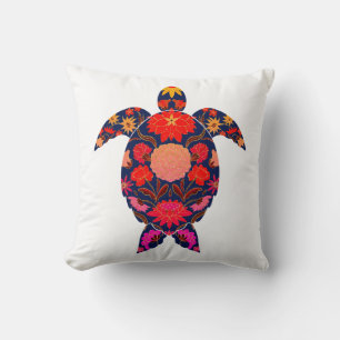 Vurige Bloemige Zeeschildpad Kussen