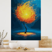 Vurige boom des levens | Abstracte Natuur muurkuns Poster (Keuken)