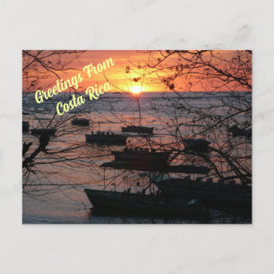 Vurige Costa Ricaanse zonsondergang in Tamarindo Briefkaart