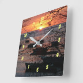 Vurige Costa Ricaanse zonsondergang in Tamarindo Vierkante Klok (Hoek)