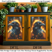 Vurige Dramatische Black Raven Crow DF3R Decoupage Tissuepapier