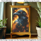 Vurige Dramatische Zwarte Raven Kraai DF3L Decoupa Tissuepapier