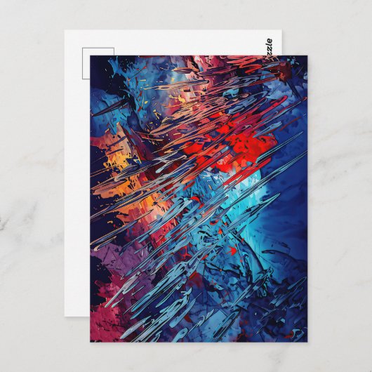 Vurige Drift Blauw Rood Hedendaagse Abstracte Kuns Briefkaart (Voorkant / Achterkant)