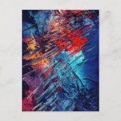 Vurige Drift Blauw Rood Hedendaagse Abstracte Kuns Briefkaart (Voorkant)