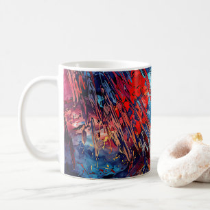 Vurige Drift Blauw Rood Hedendaagse Abstracte Kuns Koffiemok