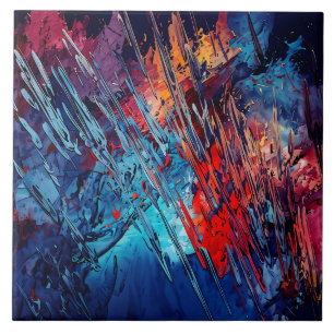 Vurige Drift Blauw Rood Hedendaagse Abstracte Kuns Tegeltje