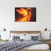 Vurige fee meisje rode gloed vleugels schattige ma canvas afdruk (Insitu (Slaapkamer))