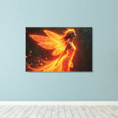 Vurige fee meisje rode gloed vleugels schattige ma canvas afdruk (Insitu (Houten vloer))