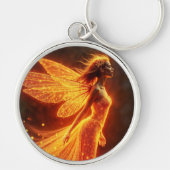 Vurige fee meisje rode gloed vleugels schattige ma sleutelhanger (Voorkant)