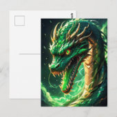 Vurige groene draak briefkaart (Voorkant / Achterkant)