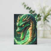 Vurige groene draak briefkaart (Staand voorkant)