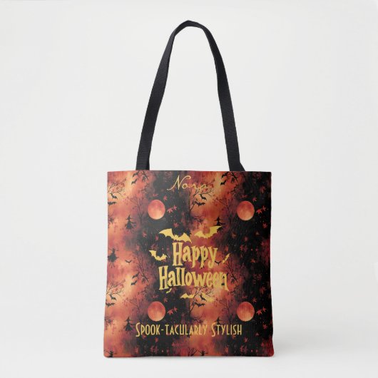 Vurige Halloween met vleermuizen en spook-taculair Tote Bag (Voorkant)