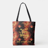 Vurige Halloween met vleermuizen en spook-taculair Tote Bag (Achterkant)