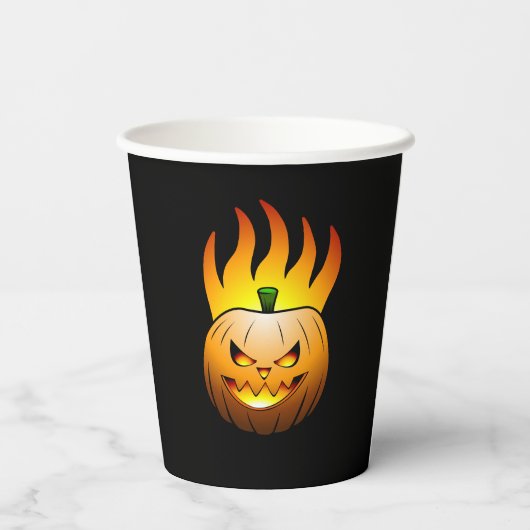 Vurige Halloween pompoen gezicht Papieren Bekers (Achterkant)