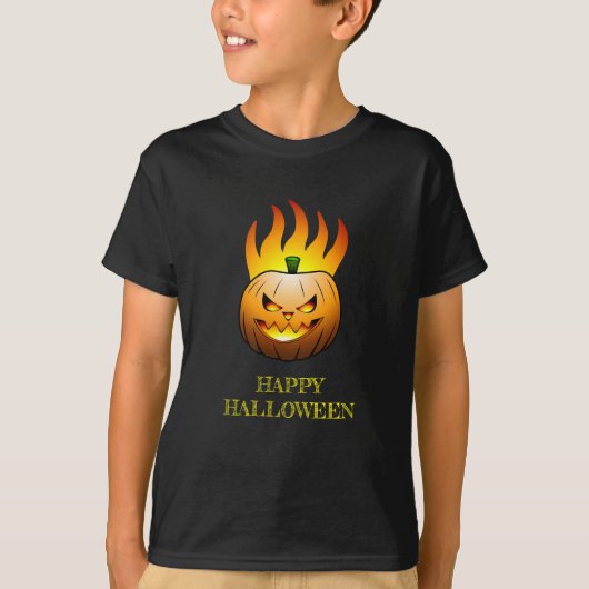 Vurige Halloween pompoen gezicht T-shirt (Voorkant)
