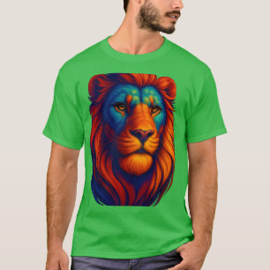Vurige Leeuw Hoofd Realistisch T_Short Krachtig T-shirt
