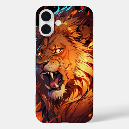Vurige leeuw met levendige manen en Natuur-element Case-Mate iPhone Case (Achterkant)
