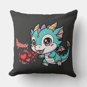 Vurige lieve baby draak Chibi Anime Kawaii Hart Kussen
