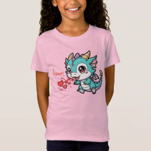 Vurige lieve baby draak chibi anime kawaii hart t-shirt