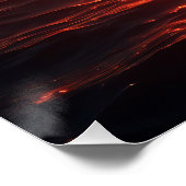 Vurige maan boven rustige oceaan fantasie zonsonde perfect poster (Hoek)