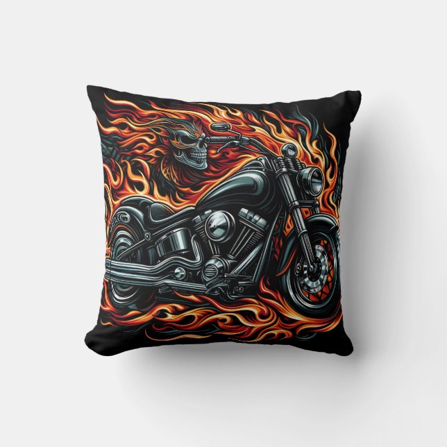 Vurige motorfiets die door donkere straten raast kussen (Voorkant)