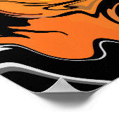 Vurige Oranje Abstracte wervelpatroon Poster (Hoek)