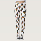 Vurige Phoenix Rijzende Vuurvogel Zwarte Stam Vlam Leggings (Voorkant)
