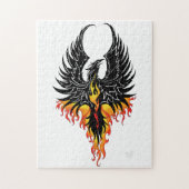 Vurige Phoenix Rijzende Vuurvogel Zwarte Stam Vlam Legpuzzel (Verticaal)