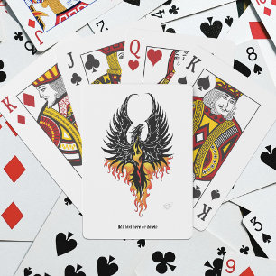 Vurige Phoenix Rijzende Vuurvogel Zwarte Stam Vlam Pokerkaarten