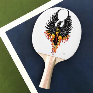 Vurige Phoenix Rijzende Vuurvogel Zwarte Stam Vlam Tafeltennisbatje
