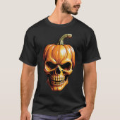 Vurige pompoen schedel voor Halloween T-shirt (Voorkant)