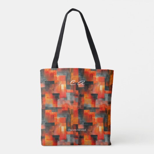 Vurige rode Abstracte gepersonaliseerde Canvas tas (Achterkant)