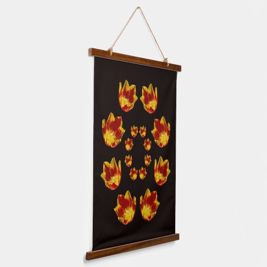 Vurige rode en gele tulpenbloemen Abstract Hangend Wandkleed (Gebogen)