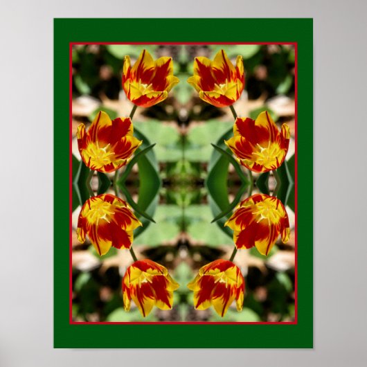 Vurige rode en gele tulpenbloemen Abstract Poster (Voorkant)