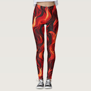 Vurige rode en gele vlammen van passie leggings