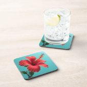 Vurige rode hibiscus bier onderzetter (Rechterzijde)