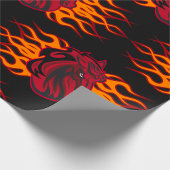 Vurige rode paardenkop met vlammen cadeaupapier