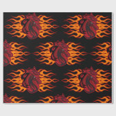 Vurige rode paardenkop met vlammen cadeaupapier (Vlak)