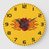 Vurige rode paardenkop met vlammen grote klok (Voorkant)