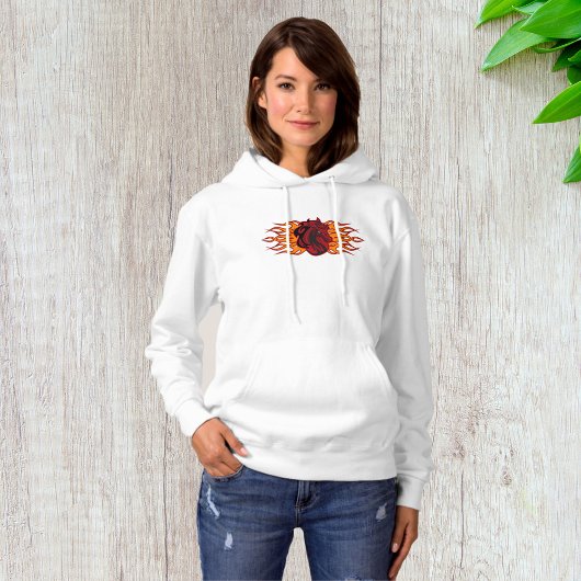 Vurige rode paardenkop met vlammen hoodie
