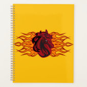 Vurige rode paardenkop met vlammen planner (Voorkant)