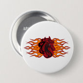 Vurige rode paardenkop met vlammen ronde button 7,6 cm (Voorkant /achterkant)