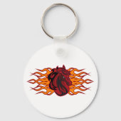 Vurige rode paardenkop met vlammen sleutelhanger (Voorkant)