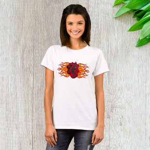 Vurige rode paardenkop met vlammen t-shirt