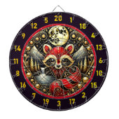 Vurige rode wasbeer onder sterrenhemel dartbord (Voorkant)