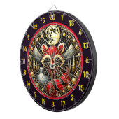 Vurige rode wasbeer onder sterrenhemel dartbord (Voorkant Rechts)