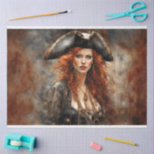 Vurige roodharige piraat koningin decoupage tissuepapier (Craft)