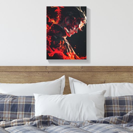 "Vurige strijder van de vlam" Canvas Afdruk (Insitu (Slaapkamer))
