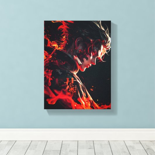 "Vurige strijder van de vlam" Canvas Afdruk (Insitu (Houten vloer))